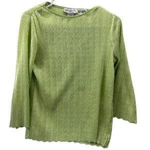 Lanaee, women shirt, 3/4 sleeve,color green, size m